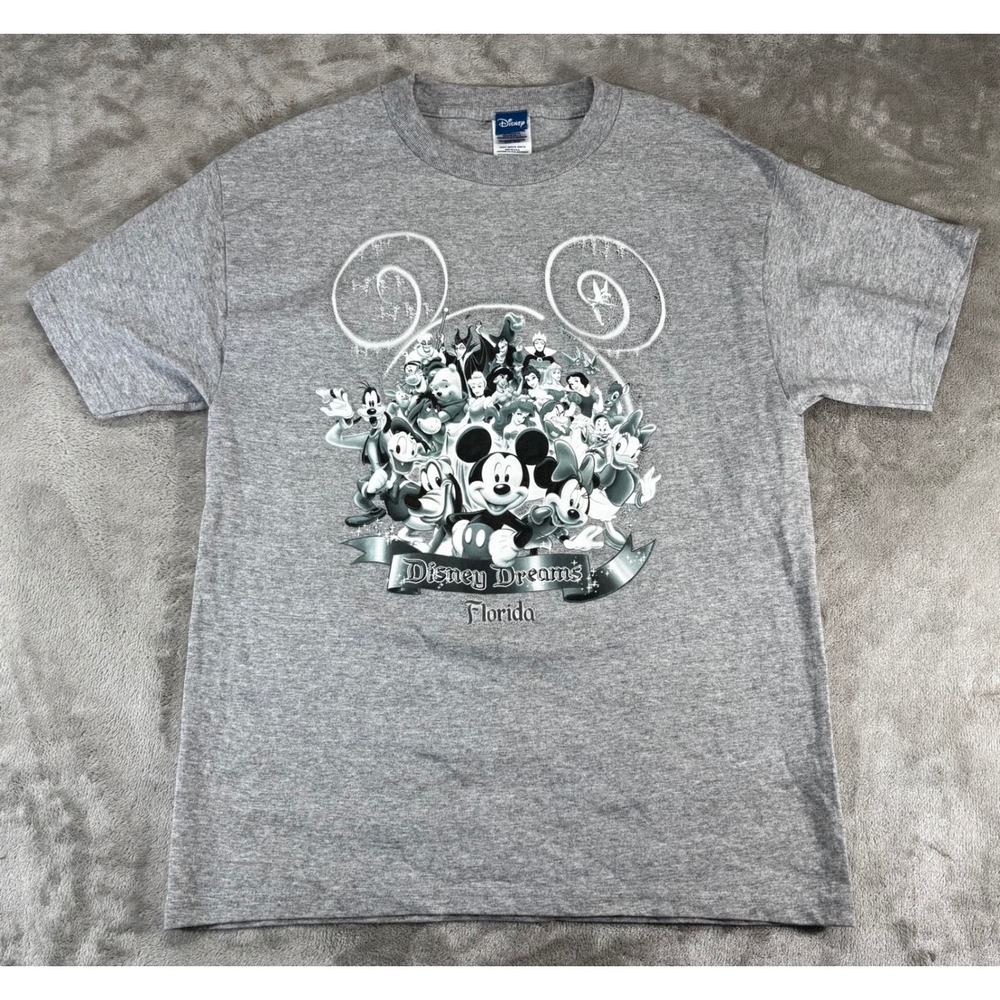 Disney Dreams Florida Graphic T-Shirt Women Medium Gray Character Art USA - Picture 1 of 7
